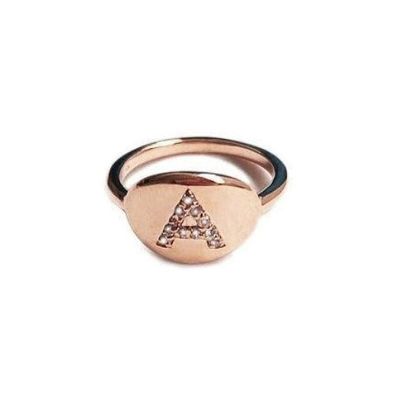 Diamond Initial Pinky Ring