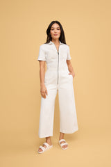 Quincy Jumpsuit in White Denim