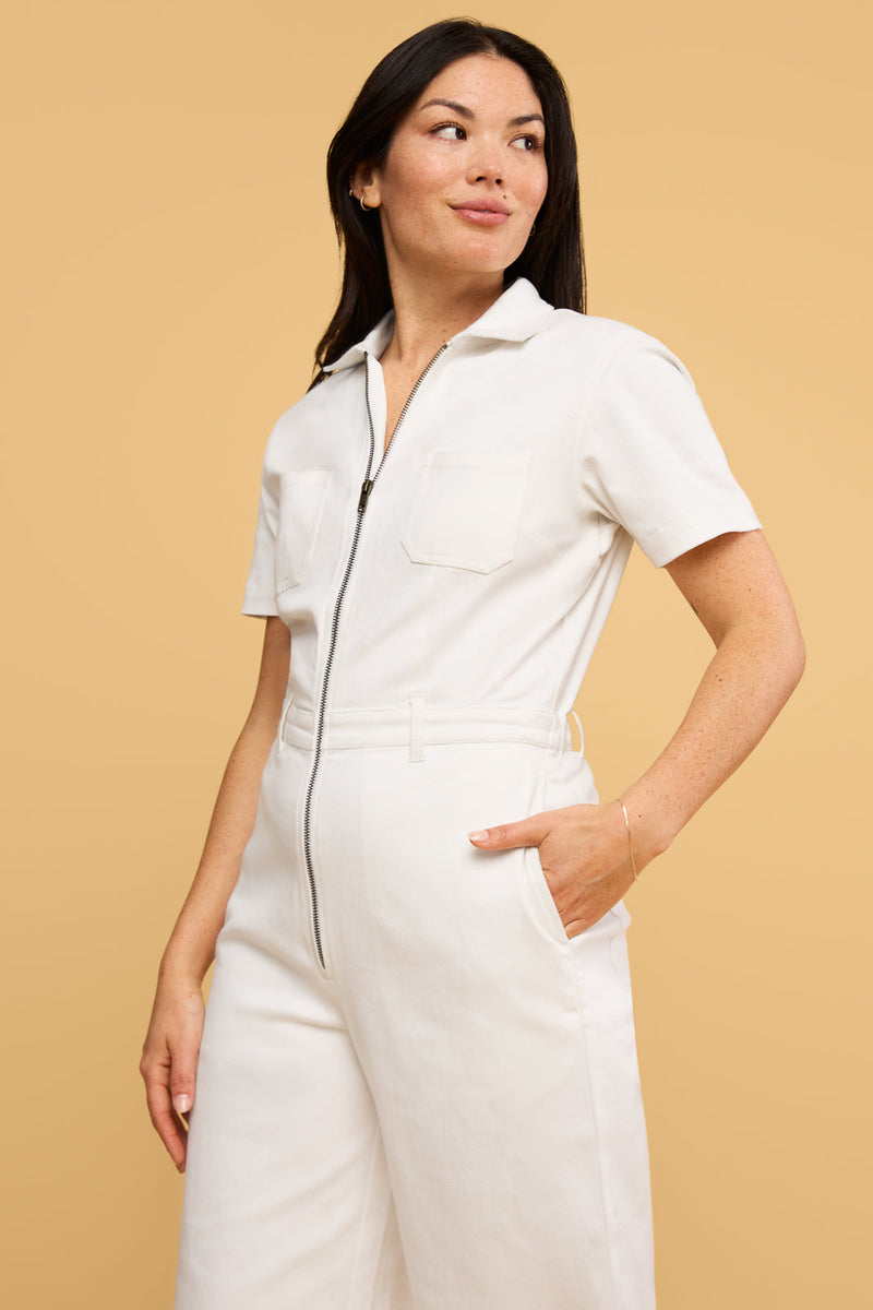 Quincy Jumpsuit in White Denim