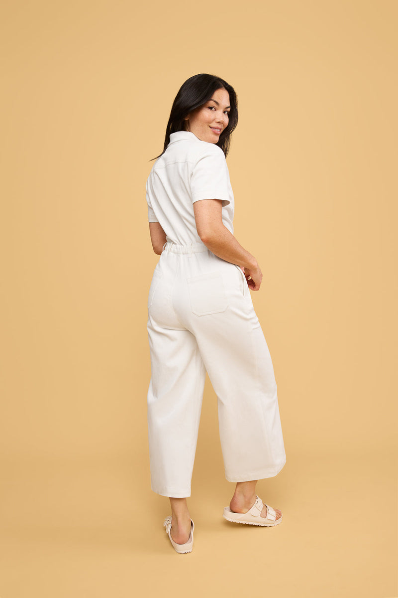 Quincy Jumpsuit in White Denim