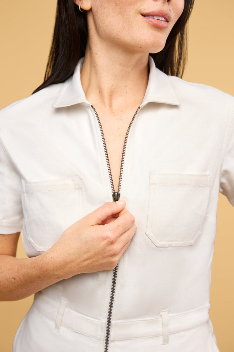 Quincy Jumpsuit in White Denim