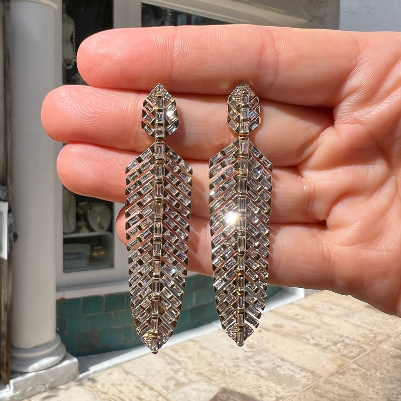 Diamond Feather Earrings