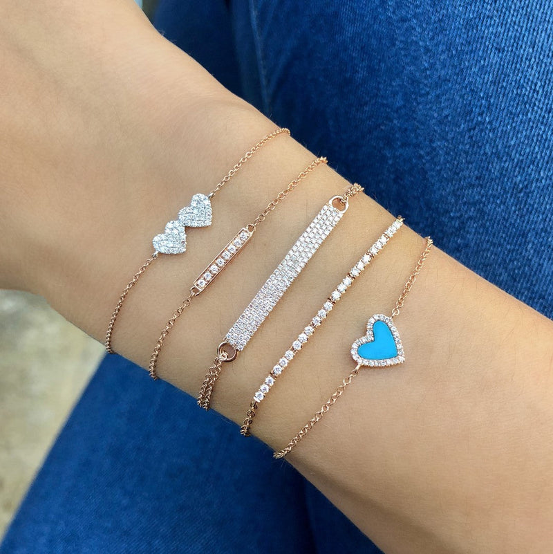 Turquoise & Diamond Heart Bracelet