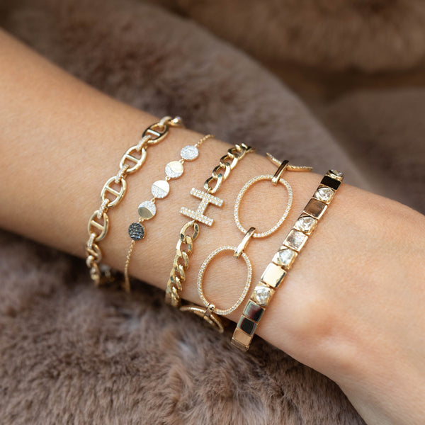 Diamond Heart Square Link Bracelet