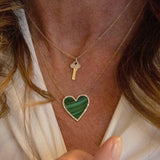 Diamond & Malachite Heart Necklace
