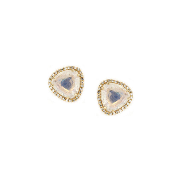 Diamond & Moonstone Stud Earrings