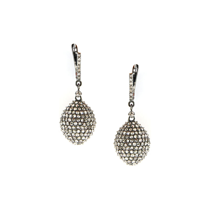 Diamond Oval Drop Earrings