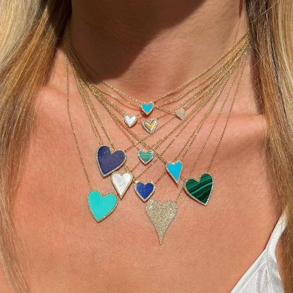 Lapis & Diamond Heart Necklace