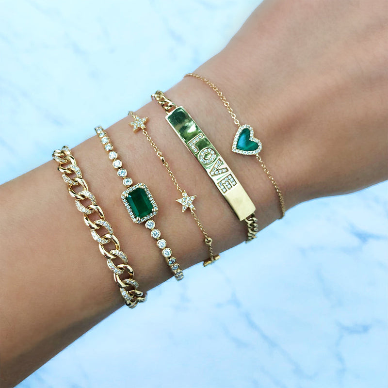 Diamond & Malachite Heart Bracelet