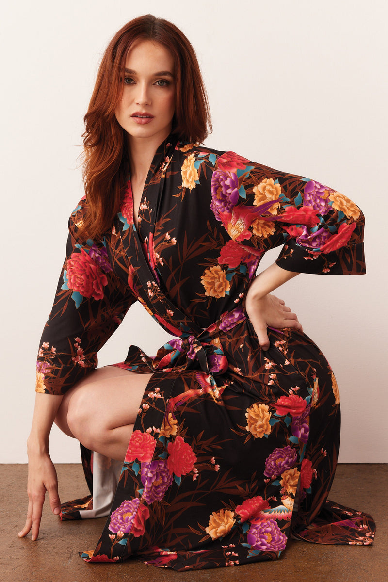 Vera Cloud Jersey Midi Robe in Twilight Garden