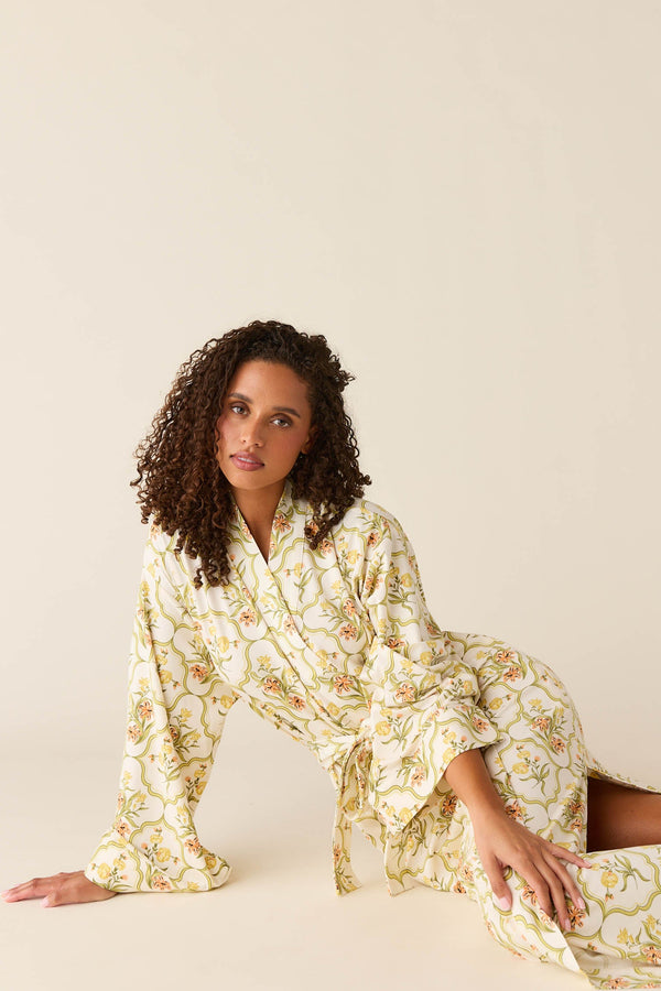 Kaia Cloud Jersey Kimono Robe in Fleur