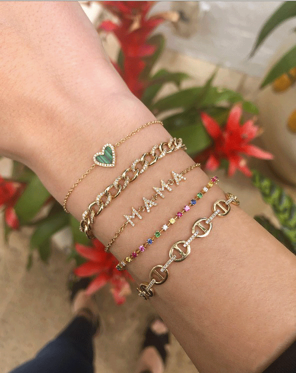 Diamond & Malachite Heart Bracelet