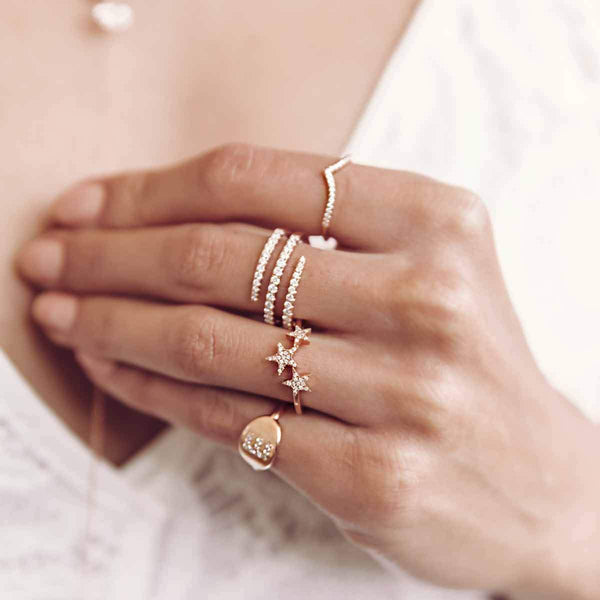 Diamond Initial Pinky Ring