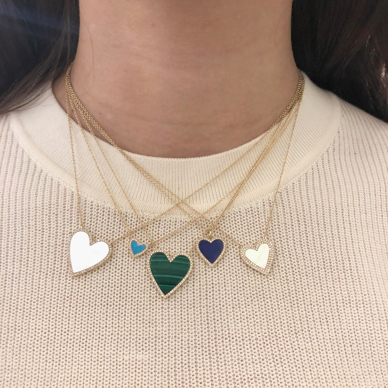 Turquoise & Diamond Heart Necklace