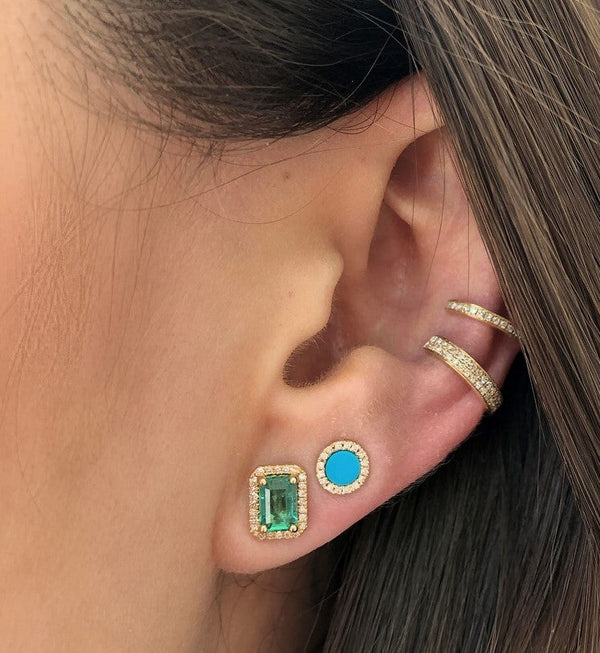 Diamond & Turquoise Circle Earrings