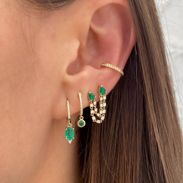Diamond & Emerald Chain Earring