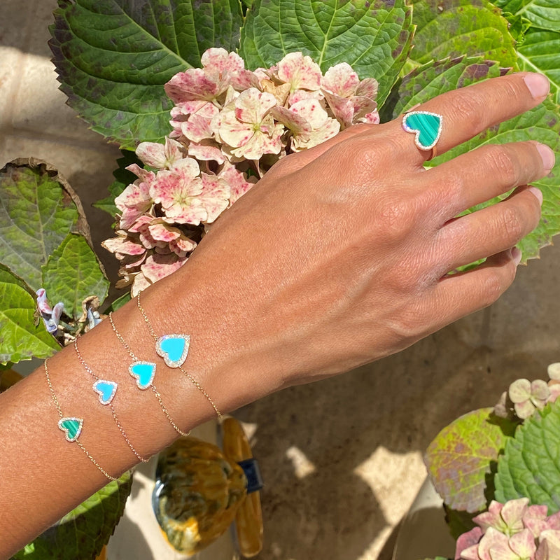 Turquoise & Diamond Heart Bracelet