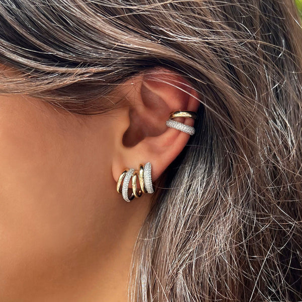 Diamond Claw Huggie Earrings