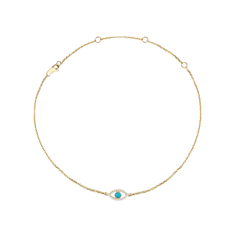 Diamond & Turquoise Eye Anklet