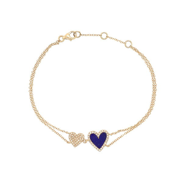 Diamond & Lapis Heart Bracelet