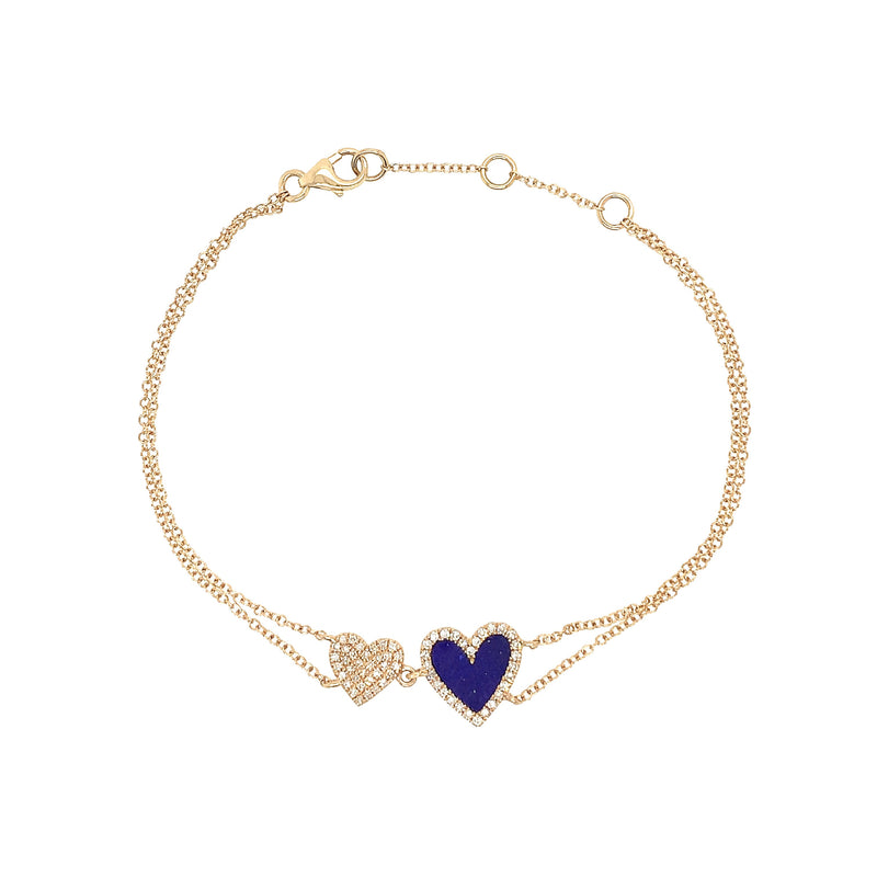 Diamond & Lapis Heart Bracelet