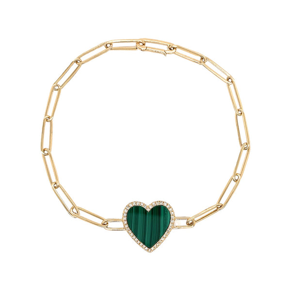 Diamond & Malachite Heart Bracelet