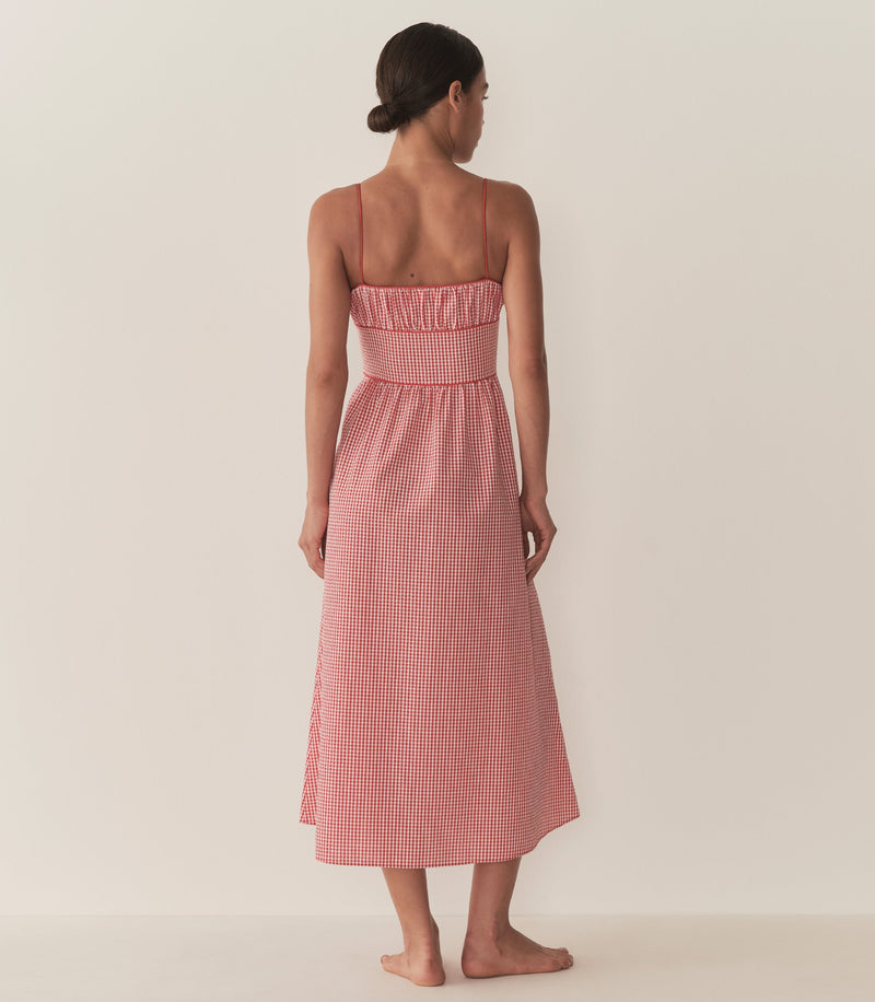 BELLINE DRESS -- ROUGE LA MADDALENA GINGHAM