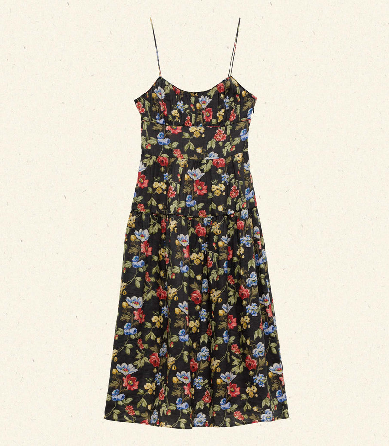 BENOIT DRESS -- NOIR WILD ROSE