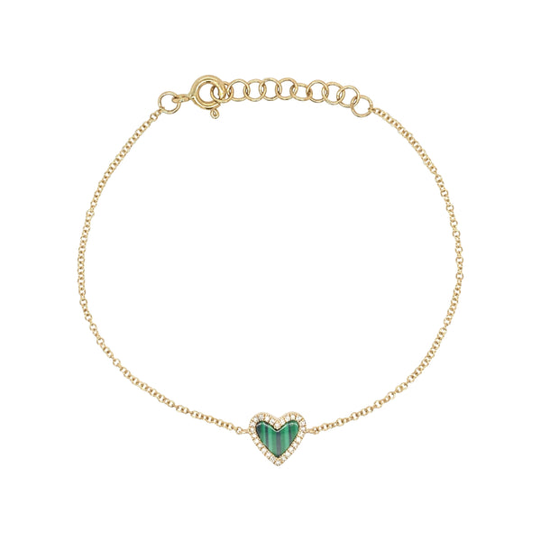 Diamond & Malachite Heart Bracelet