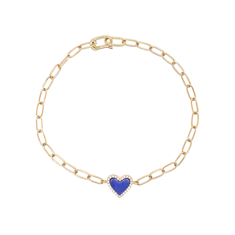 Diamond & Lapis Heart Bracelet