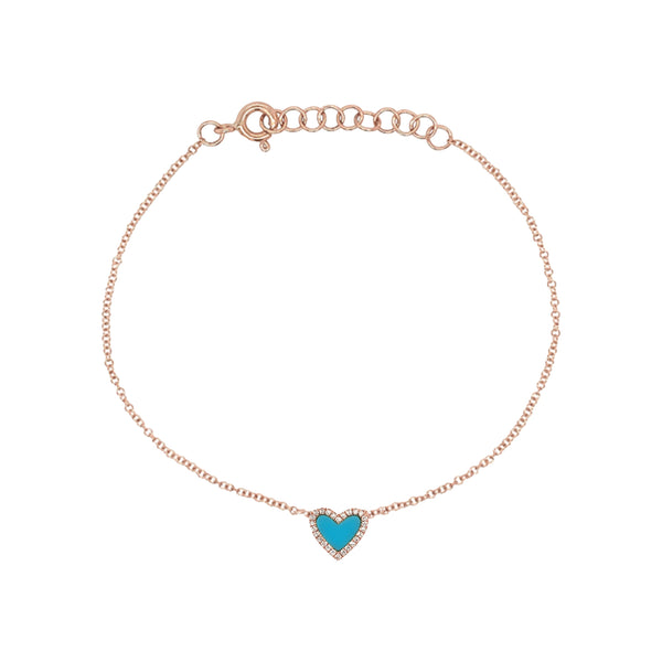 Turquoise & Diamond Heart Bracelet