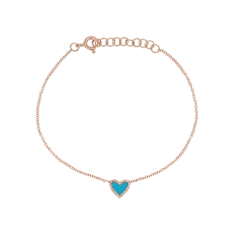 Turquoise & Diamond Heart Bracelet