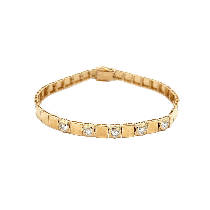 Diamond Heart Square Link Bracelet
