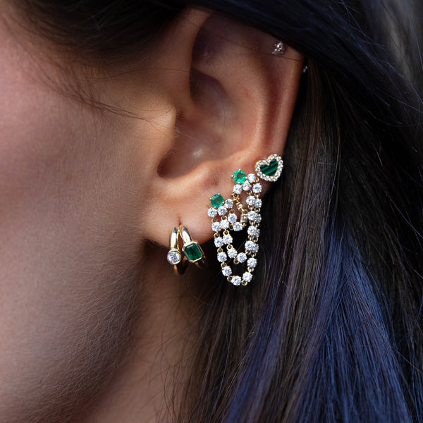 Diamond & Emerald Chain Earring