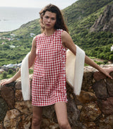 CORALIE DRESS -- SCARLET MARILYN GINGHAM