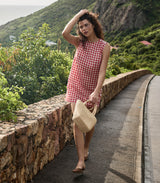 CORALIE DRESS -- SCARLET MARILYN GINGHAM