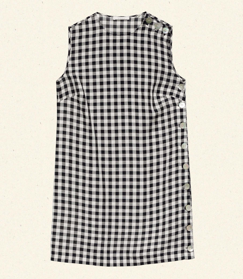 CORALIE DRESS -- BLACK MARILYN GINGHAM