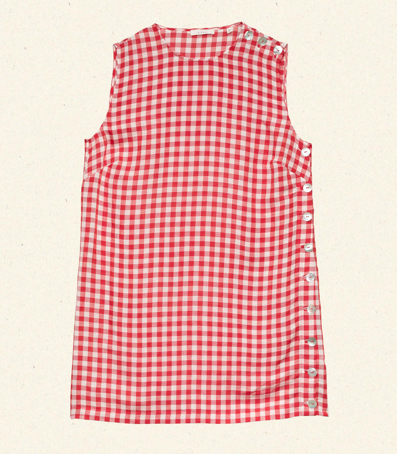 CORALIE DRESS -- SCARLET MARILYN GINGHAM