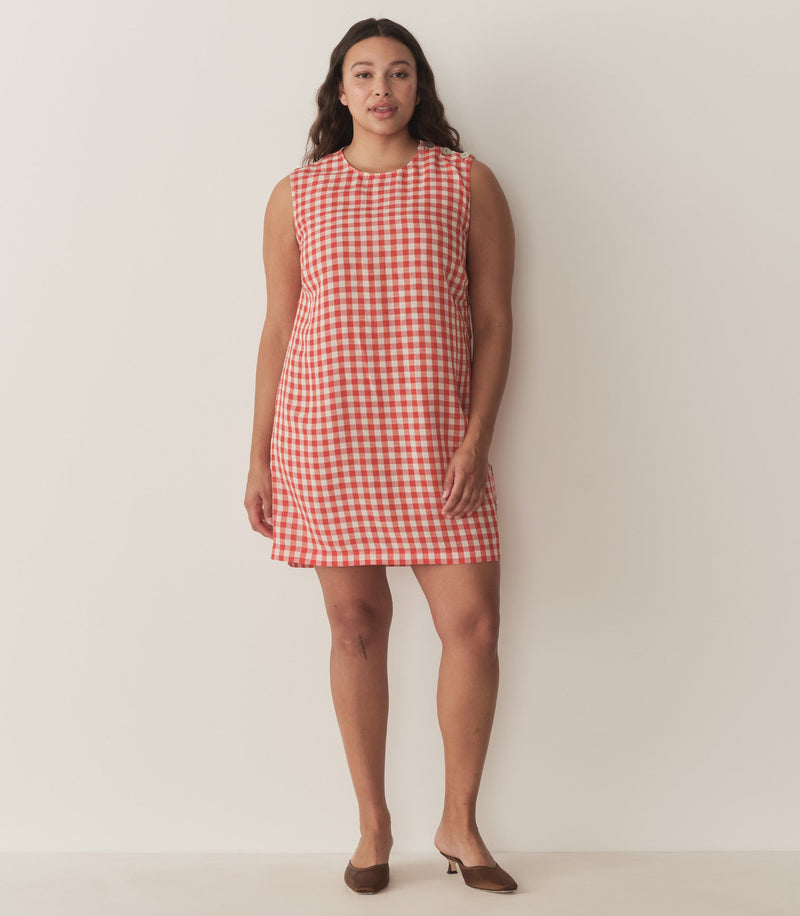 CORALIE DRESS -- SCARLET MARILYN GINGHAM