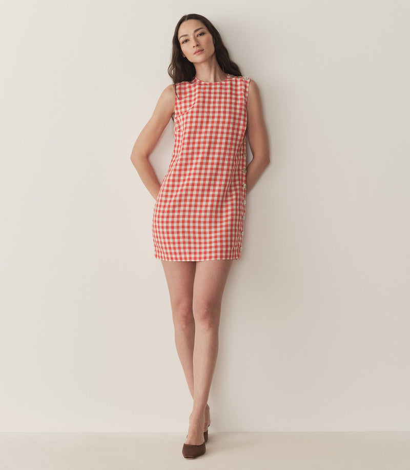 CORALIE DRESS -- SCARLET MARILYN GINGHAM