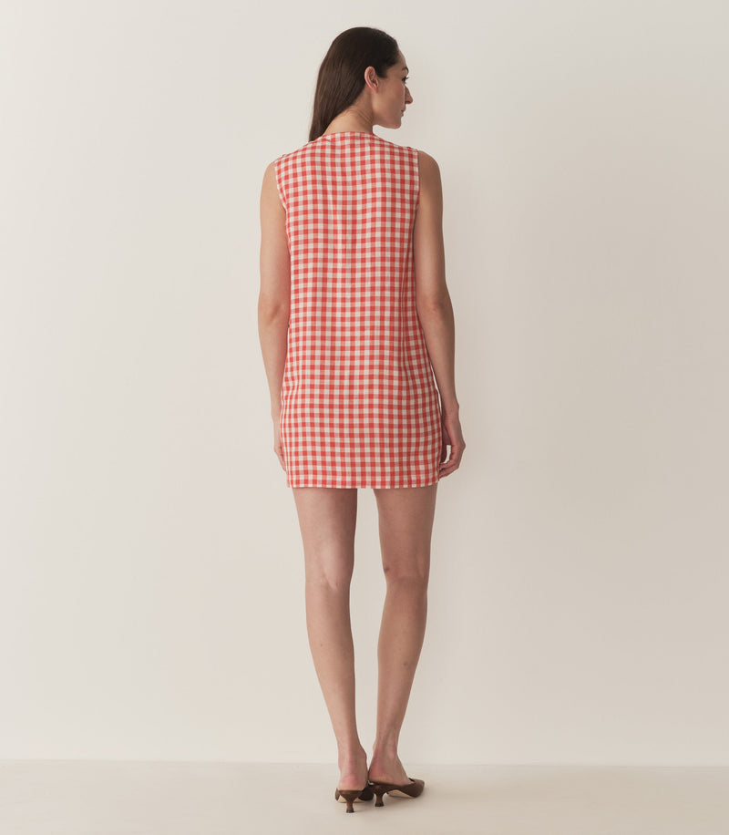 CORALIE DRESS -- SCARLET MARILYN GINGHAM