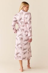 Della Cloud Jersey Banded Midi Robe in Tiger Lily