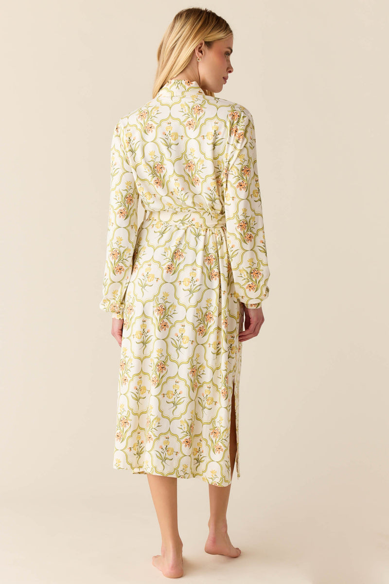 Della Cloud Jersey Banded Midi Robe in Fleur