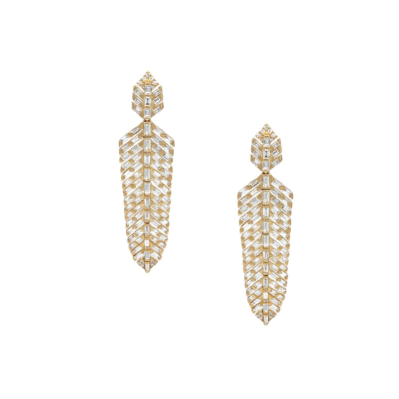 Diamond Feather Earrings