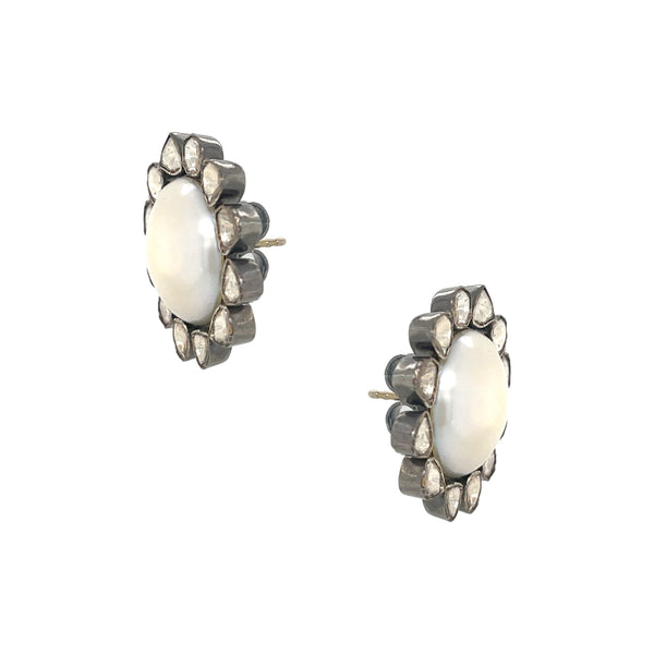 Diamond & Pearl Stud Earrings