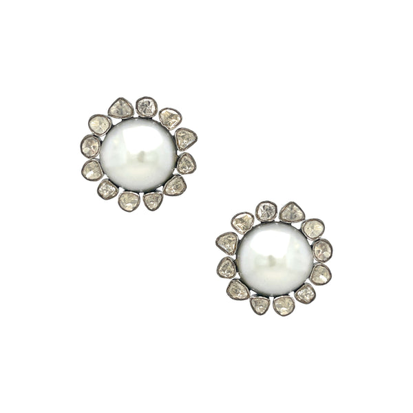 Diamond & Pearl Stud Earrings