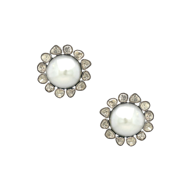 Diamond & Pearl Stud Earrings
