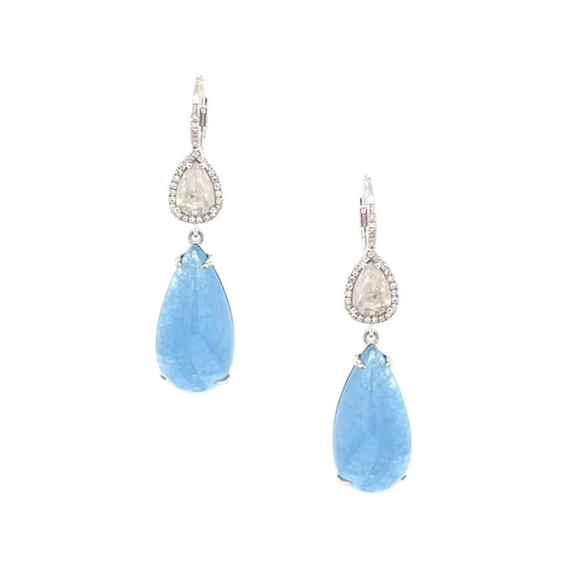 Aqua & Diamond Pear Drop Earrings