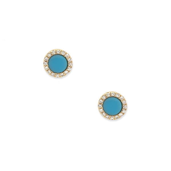 Diamond & Turquoise Circle Earrings