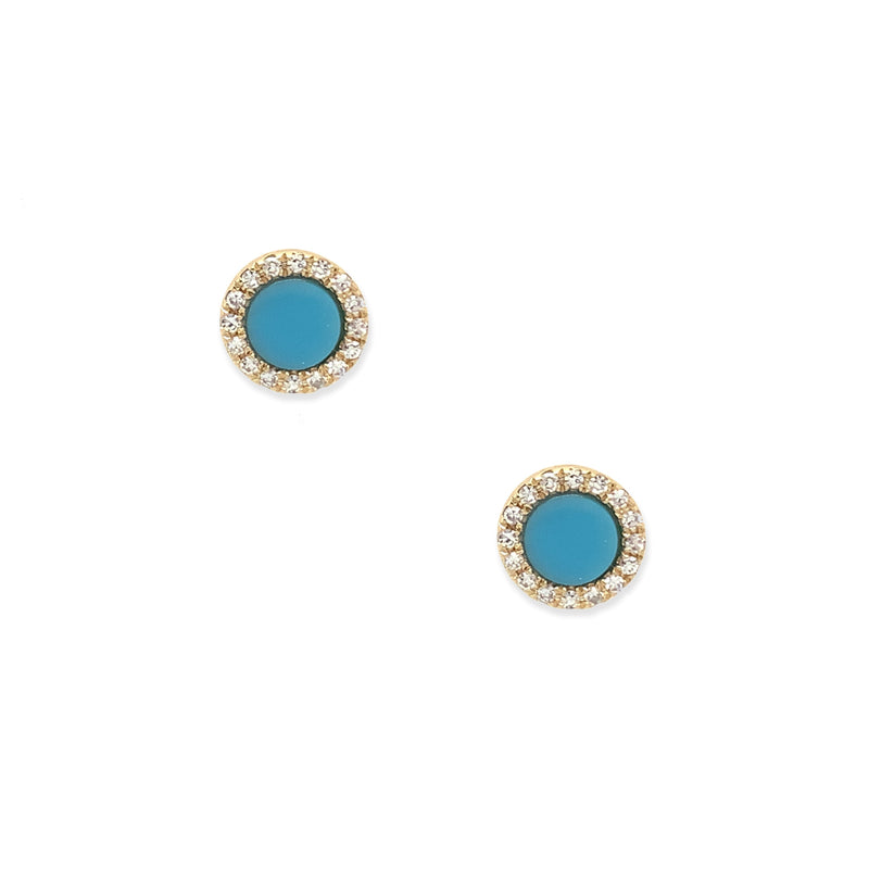 Diamond & Turquoise Circle Earrings